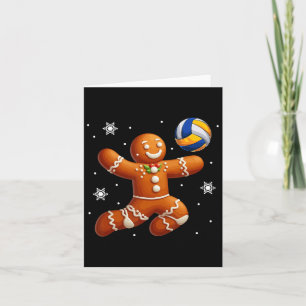 Gingerbread Playing Volleyball Christmas Cookie Pl Card