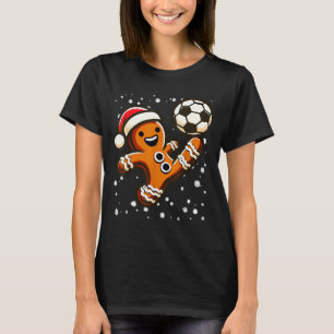 Gingerbread Plays Soccer Bicycle Kick, Cookie Chri T-Shirt
