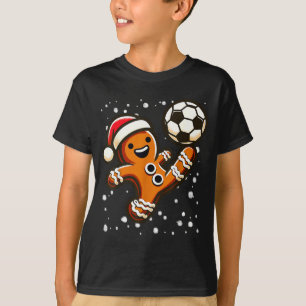 Gingerbread Plays Soccer Bicycle Kick, Cookie Chri T-Shirt