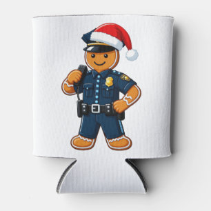 Gingerbread Police Officer Christmas 2026 Holiday Can Cooler