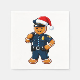 Gingerbread Police Officer Christmas 2026 Holiday Napkin