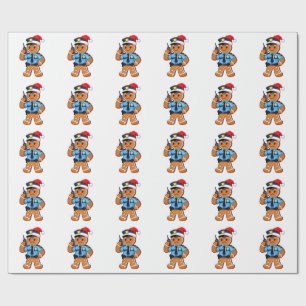 Gingerbread Police Officer Christmas 2026 Holiday Wrapping Paper