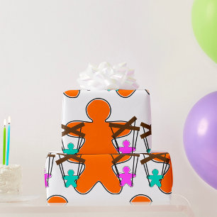 Gingerbread Puppet Master Controlling Characters Wrapping Paper