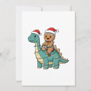 Gingerbread Riding A Dinosaur Santa Christmas Save The Date