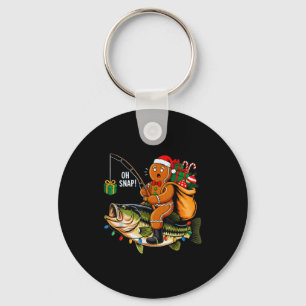 Gingerbread Riding B Fish Christmas Fishing Xmas P Key Ring