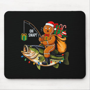 Gingerbread Riding B Fish Christmas Fishing Xmas P Mouse Pad