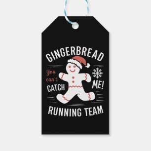 Gingerbread Running Team Christmas Humour Gift Tags