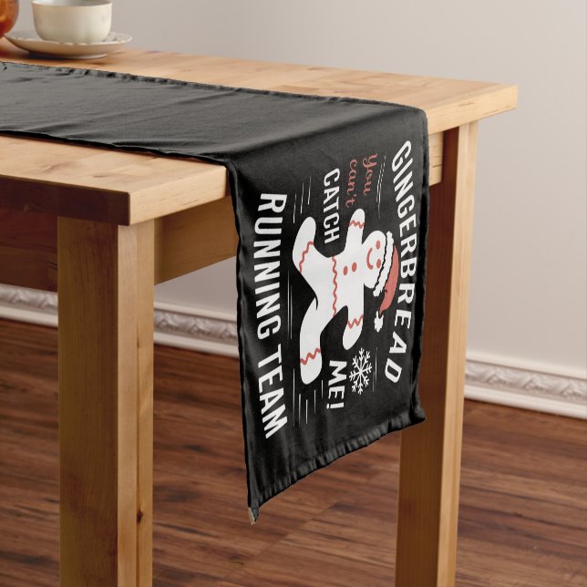 Gingerbread Running Team Christmas Humour Short Table Runner (In Situ)
