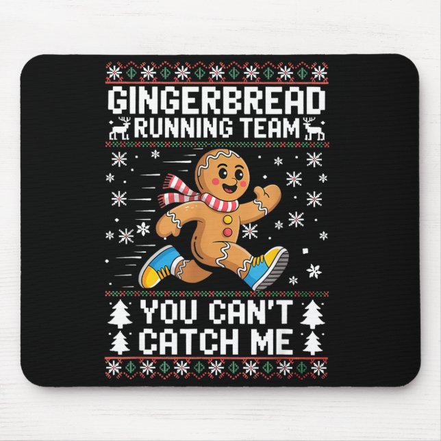 Gingerbread Running Team Christmas Run Runner Funn Mouse Pad (Front)