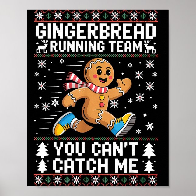 Gingerbread Running Team Christmas Run Runner Funn Poster (Front)
