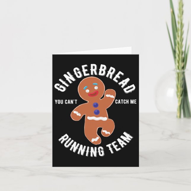 Gingerbread Running Team Fun Gingerbread Christmas Card (Front)