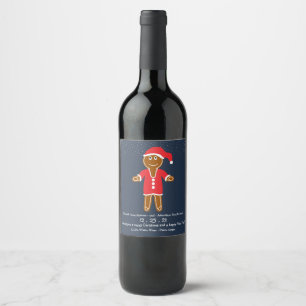 Gingerbread Santa Christmas Wine Label