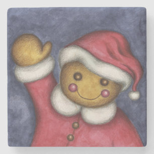 Gingerbread Santa Stone Coaster
