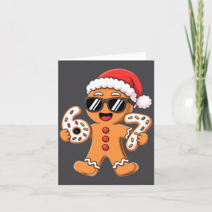 Gingerbread Santa With Sungles Holding 67 Cookies  Card