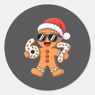 Gingerbread Santa With Sungles Holding 67 Cookies  Classic Round Sticker