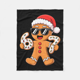 Gingerbread Santa With Sungles Holding 67 Cookies  Fleece Blanket
