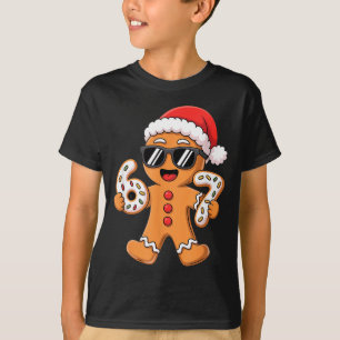 Gingerbread Santa With Sungles Holding 67 Cookies  T-Shirt