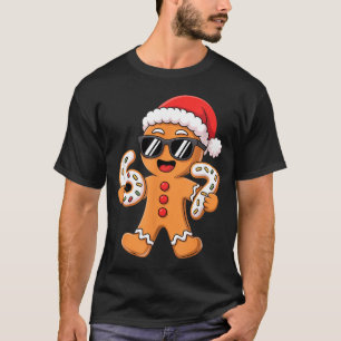 Gingerbread Santa With Sungles Holding 67 Cookies T-Shirt