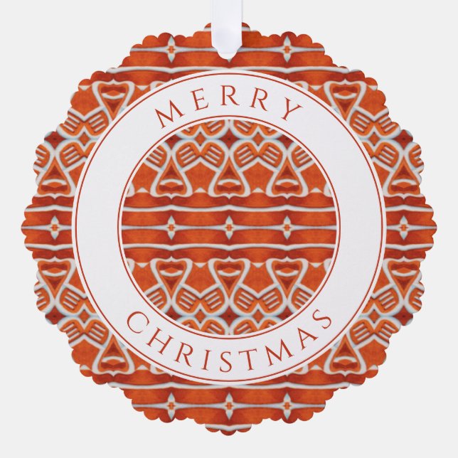 GINGERBREAD Scalloped Paper Ornament Card (Front)