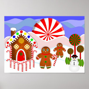 Gingerbread Scene Print, Value Poster (Matte)