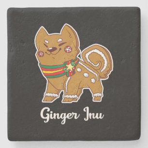 Gingerbread shiba inu   Dog gift for christmas Stone Coaster