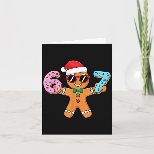 Gingerbread Six Seven 67 Ice Cream Drip Christmas  Card (Front)