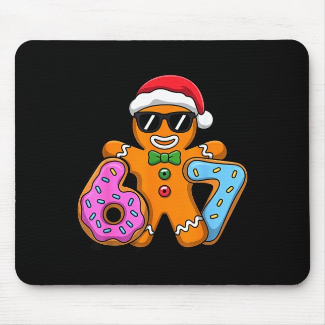 Gingerbread Six Seven 67 Ice Cream Drip Christmas  Mouse Pad (Front)