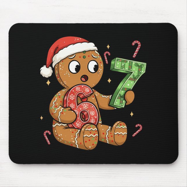 Gingerbread Six Seven 67 Meme 6 7 Funny Christmas  Mouse Pad (Front)
