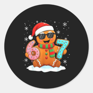 Gingerbread Six Seven Bruh Funny Christmas Meme Si Classic Round Sticker