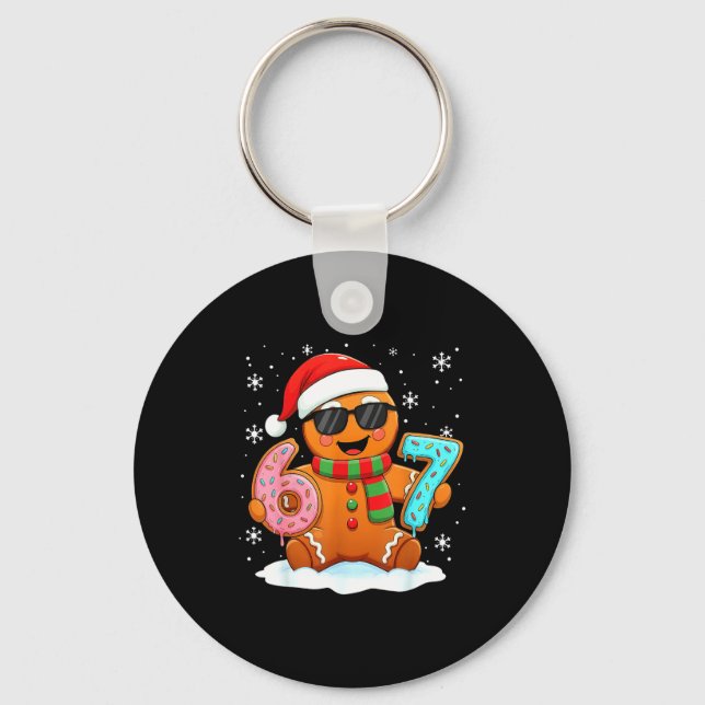 Gingerbread Six Seven Bruh Funny Christmas Meme Si Key Ring (Front)