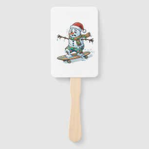 Gingerbread Skateboarder Christmas 2026 Holiday  Hand Fan