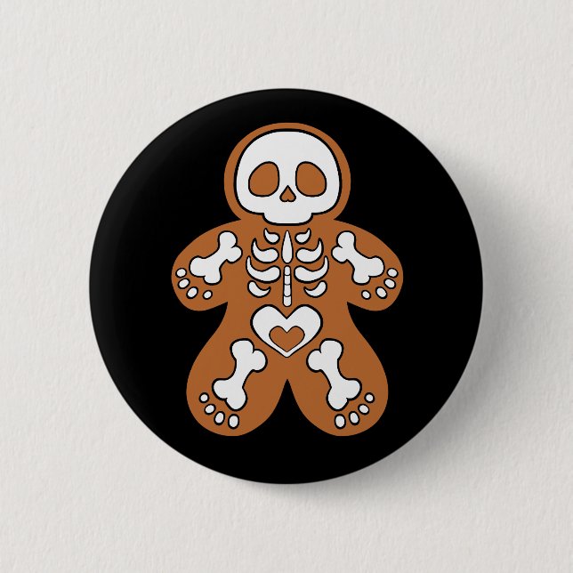 Gingerbread Skeleton Man 6 Cm Round Badge (Front)