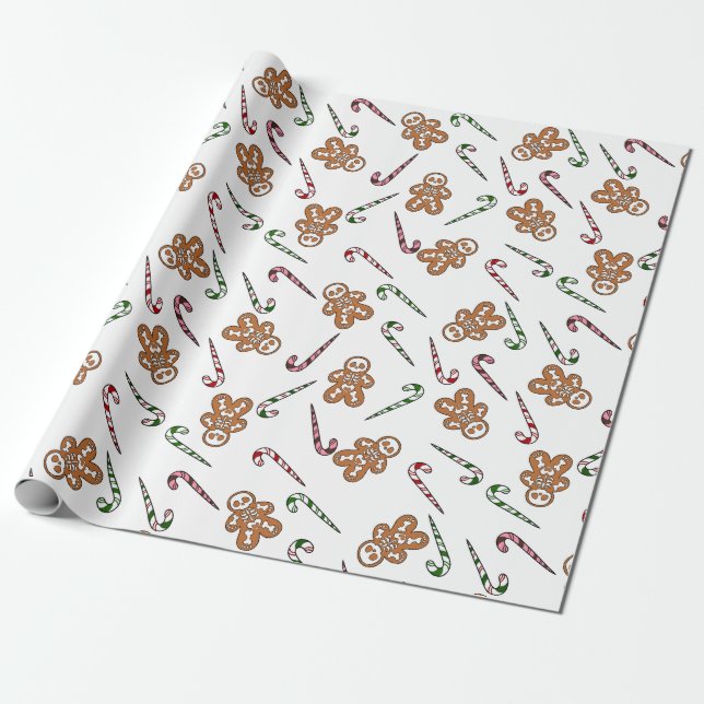 Gingerbread Skeleton Man Wrapping Paper (Unrolled)