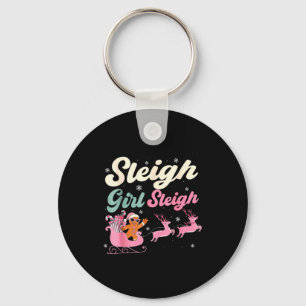 Gingerbread Sleigh Girl Nk Funny Christmas Women G Key Ring