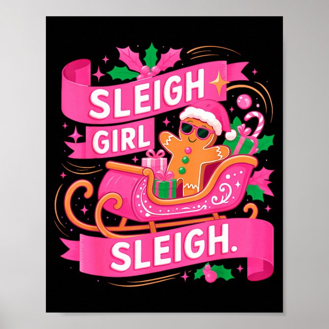 Gingerbread Sleigh Girl Nk Funny Christmas Women G Poster (Front)