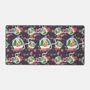 Gingerbread Snow Globes Desk Mat