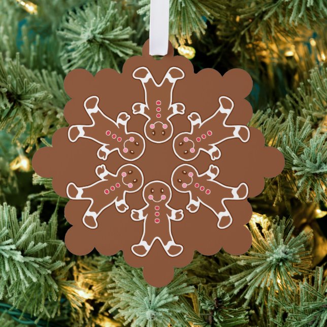 Gingerbread Snowflake Paper Ornament  (Insitu (Tree))