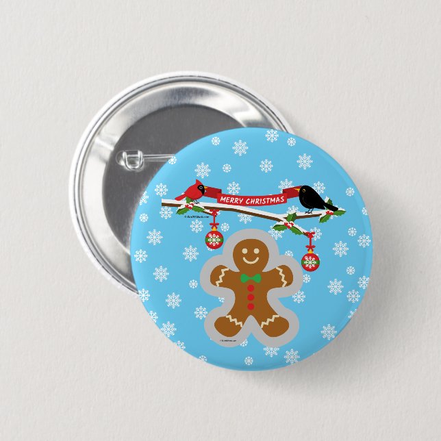 Gingerbread, Snowflakes and Birds 6 Cm Round Badge (Front & Back)