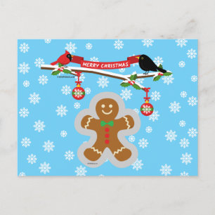 Gingerbread, Snowflakes and Birds Postcard