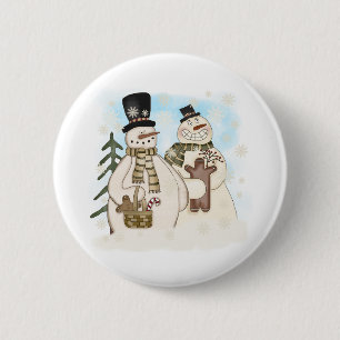 GINGERBREAD SNOWMAN 6 CM ROUND BADGE