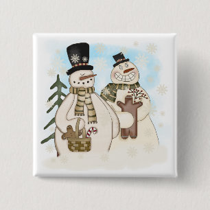 Gingerbread Snowmen T-shirts and Gifts 15 Cm Square Badge