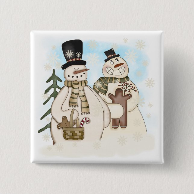 Gingerbread Snowmen T-shirts and Gifts 15 Cm Square Badge (Front)