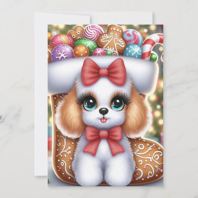 Gingerbread Snuggles: A Christmas Poodle Delight Invitation (Front)