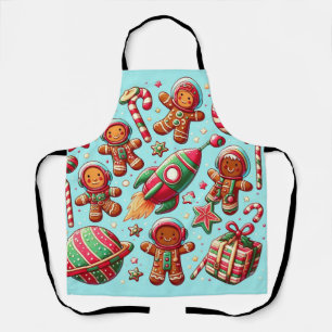 Gingerbread spaceship christmas apron