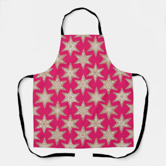 Gingerbread Stars Christmas (Festive Red) Apron
