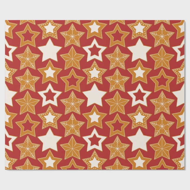 Gingerbread Stars (Christmas) Wrapping Paper (Flat)