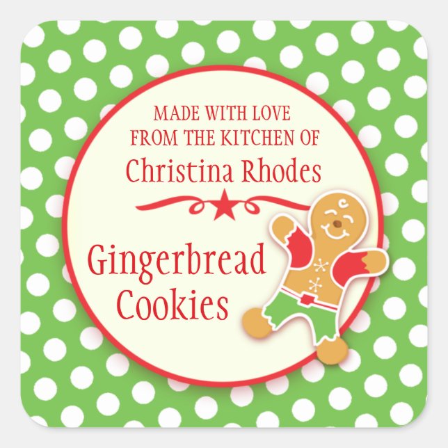 Gingerbread stickers for cookie exchange or sale (Front)