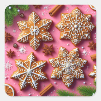 Gingerbread stickers. square sticker