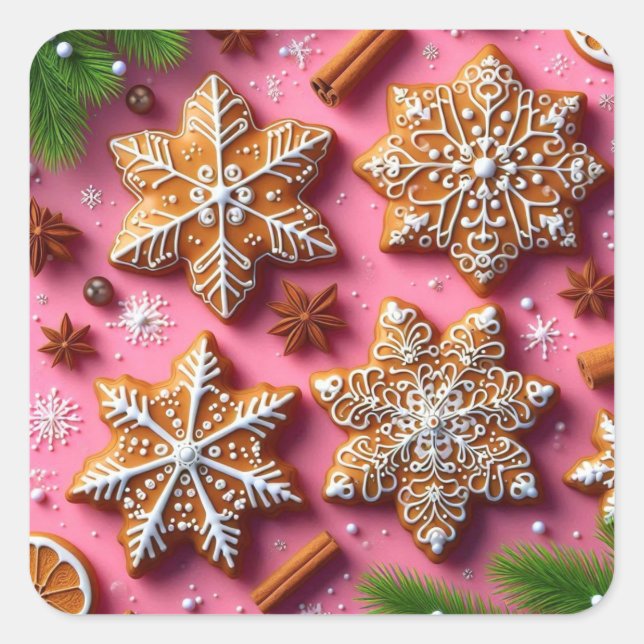 Gingerbread stickers. square sticker (Front)