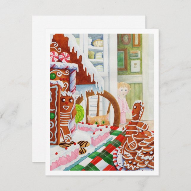 GINGERBREAD SURPRISE 4.25x5.5 Flat Christmas Card (Front/Back)
